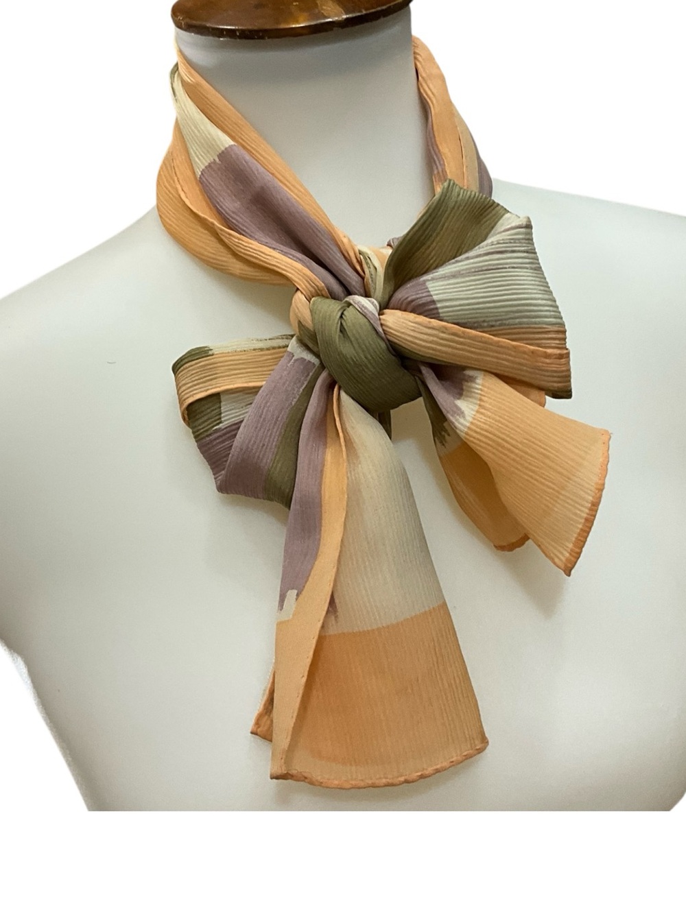 Vintage Echo 100% Silk Abstract Brushstroke Oblong Scarf